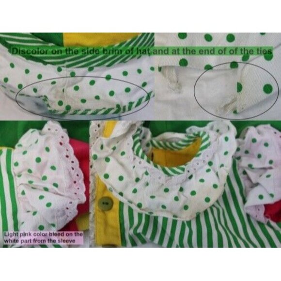 Vtg 90s Bon Chacha Sports Romper Jumper sz 18M Color Block Hat Polka Dots Stripe - Picture 14 of 14